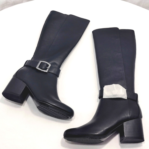 Aerosoles Patience Faux Leather Extended Calf Knee-High Stack Heel Boots - Picture 3 of 15